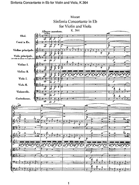 Sinfonia Concertante Full Score - - 楽譜 - カントリーアン, 無料楽譜