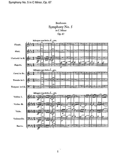 Sinfonía n.º 5 (Symphony No. 5) 1. Allegro con brio (scan) - - Partituras - Cantorion, partituras y páginas