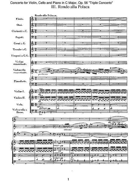 Triple Concerto 3. Rondo alla polacca (full score) - Violin, Cello
