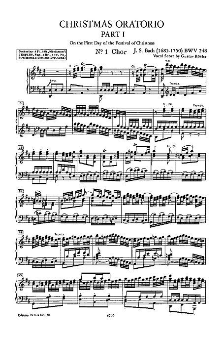 Christmas Oratorio Vocal score - Voz, Piano - Partituras - Cantorion -  Partituras grátis
