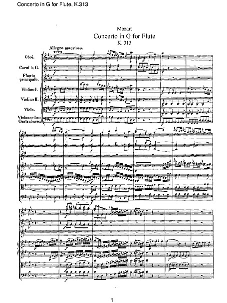 Flute Concerto No. 1 Full Score - - 楽譜 - カントリーアン, 無料楽譜