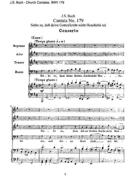 カンタータ第179号 （Cantata No. 179） Vocal score - ソプラノ