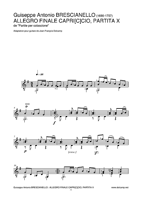 burbuja Separar carpeta Allegro Finale Capriccio Partita X partita x - Guitarra clásica, Clavecín -  Partituras - Cantorion, partituras y páginas musicales gratis