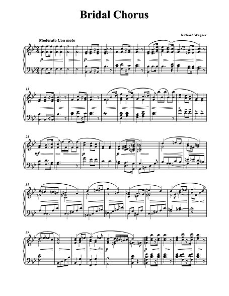 Lohengrin Marcha nupcial Chorus for piano) - Piano - Partituras - Cantorion, partituras y páginas musicales gratis