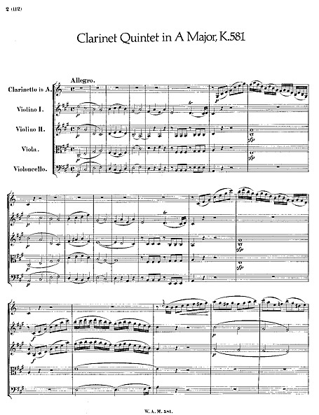 クラリネット五重奏曲 （Clarinet Quintet） Full score 