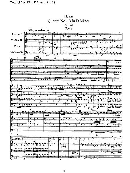 String Quartet No. 13 Full Score - - Partitur - Cantorion