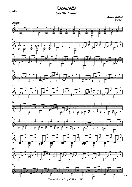 tarantella guitar sheet music