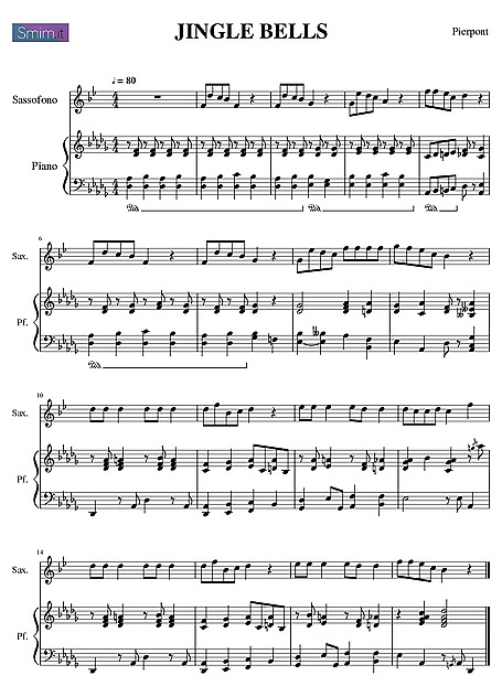 Jingle Bells Alto Sax - Partituras - Cantorion - Partituras grátis