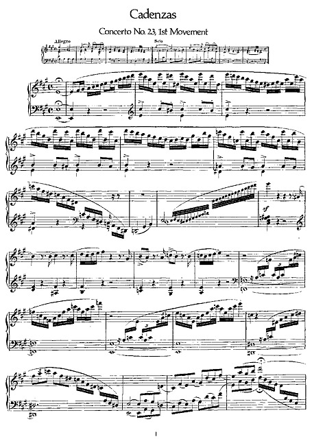 Matemáticas Vigilancia Alpinista Piano Concerto No. 23 Cadenza - Piano - Partituras - Cantorion, partituras  y páginas musicales gratis
