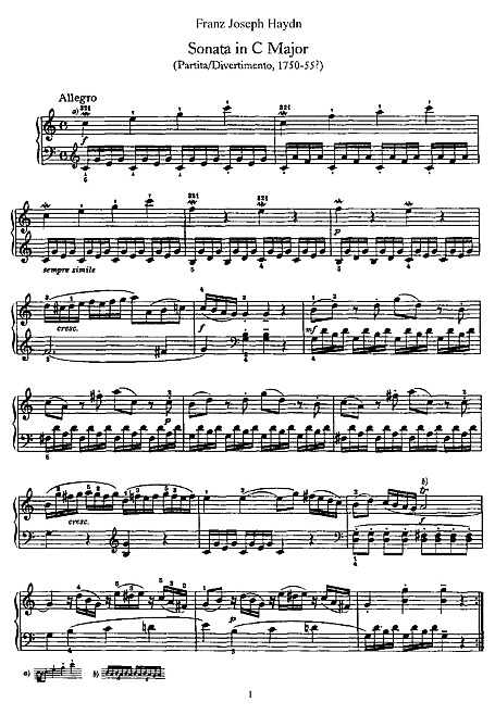 Sonata No. 1 Piano - Sheet music - Cantorion - Free sheet music