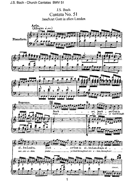 Cadena Menos congelado Cantata No. 51 Vocal score - Voz, Teclado, Piano - Partituras - Cantorion,  partituras y páginas musicales gratis