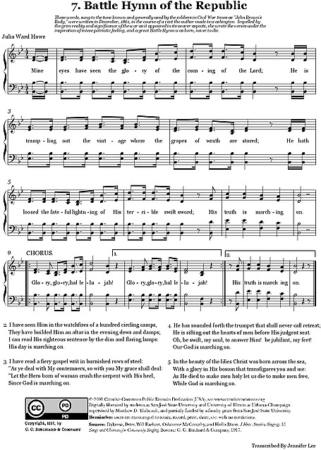 Battle Hymn of the Republic ソプラノ、アルト、テナー、バス、声楽 