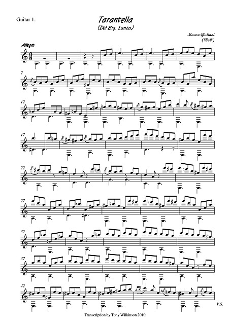 tarantella guitar sheet music