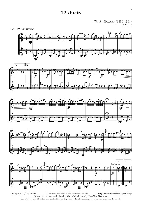 Allegro Score - - 楽譜 - カントリーアン, 無料楽譜