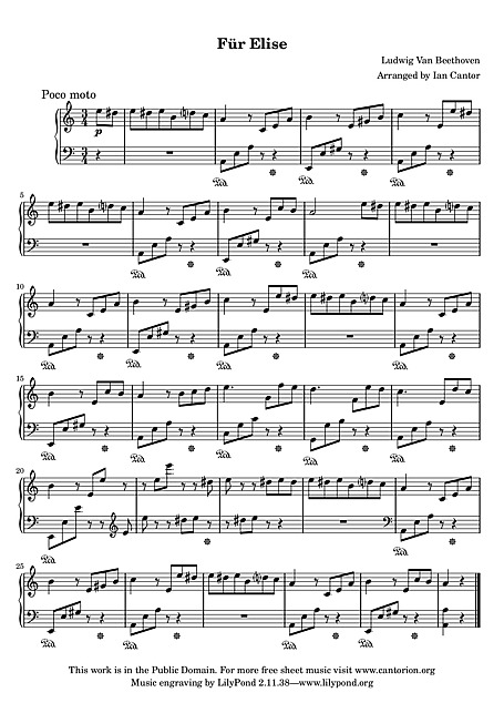 Maligno Gruñido Hubert Hudson Para Elisa (Für Elise) Simplified - Piano - Partituras - Cantorion,  partituras y páginas musicales gratis