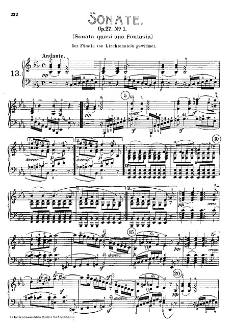 Piano Sonata No. 13 ピアノ - 楽譜 - カントリーアン, 無料楽譜