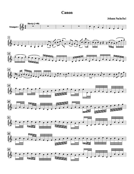en re (Canon in D) Trompeta - Partituras Cantorion, partituras y musicales gratis
