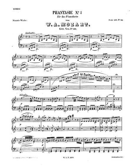 Rosa incrementar Escarchado Fantasia - K. 397/385g in Re menor - Wolfgang Amadeus Mozart - Partituras -  Cantorion, partituras y páginas musicales gratis