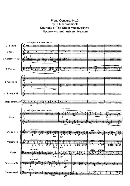 Piano Concerto No. 3 Full Score - - 楽譜 - カントリーアン, 無料楽譜