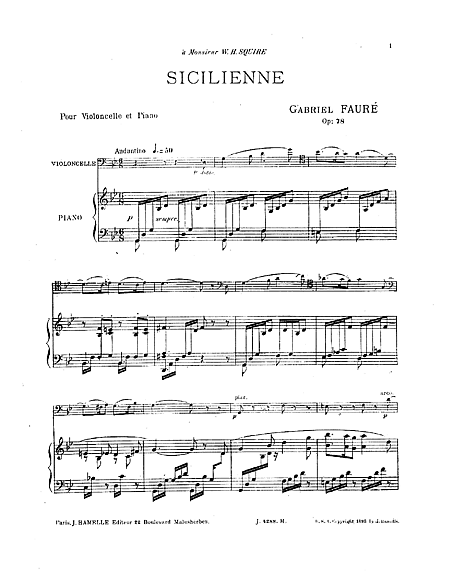 Siciliana, Op. 19 sheet music for cello and piano