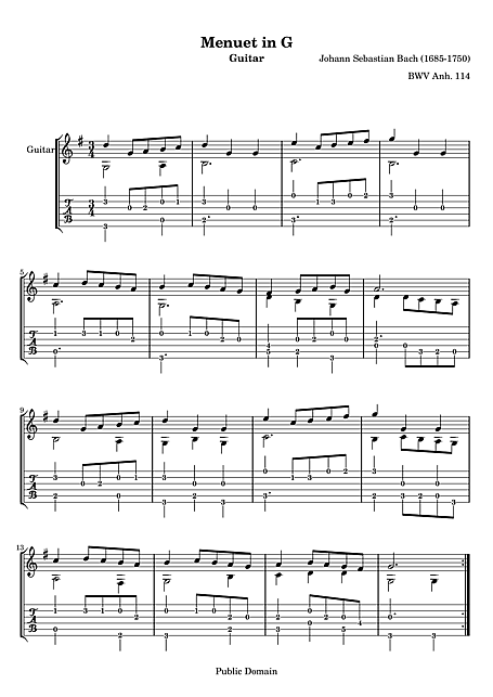 Air On The G String (J. S. Bach) - Guitar Tabs & Score 