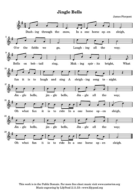 Jingle Bells Clarinet - Sheet music - Cantorion - Free sheet music