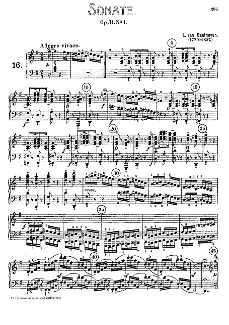 Piano Sonata No. 16 ピアノ - 楽譜 - カントリーアン, 無料楽譜
