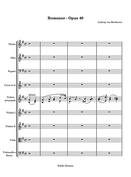 Og vase Egnet Romance for Violin and Orchestra No. 1 Full score - Violina, Orkestar -  Nota - Cantorion, Besplatni nota