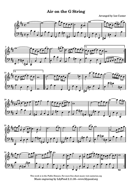 Air on the G String by Bach for Guitar - PDF Sheet Music