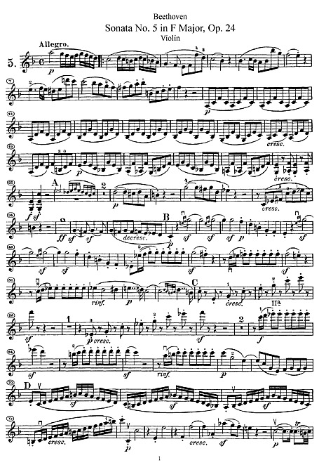 Violin Sonata No. 5 Violin part - Partituras - Cantorion, partituras y páginas musicales gratis