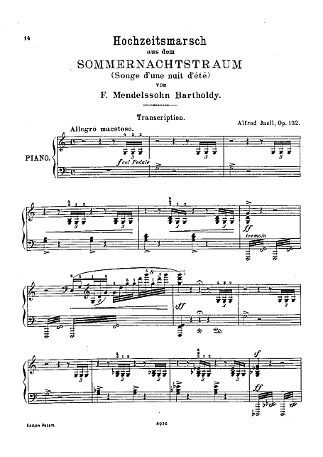 A Midsummer Night's Dream Marcha (Wedding Piano - Partituras - Cantorion, partituras y musicales gratis