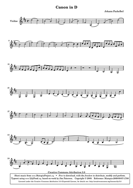 Canon In D Easy Violin - Violin - Sheet Music - Cantorion - Free Sheet  Music, Free Scores