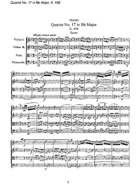 String Quartet No. 17 Full Score - - 楽譜 - カントリーアン, 無料楽譜