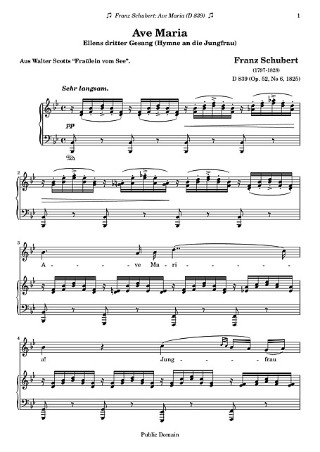 Ave Maria B Flat Major - Voice, Piano - Sheet Music - Cantorion - Free ...