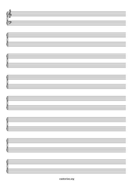 Blank staff paper 10 staves for piano - Piano - Sheet music - Cantorion ...