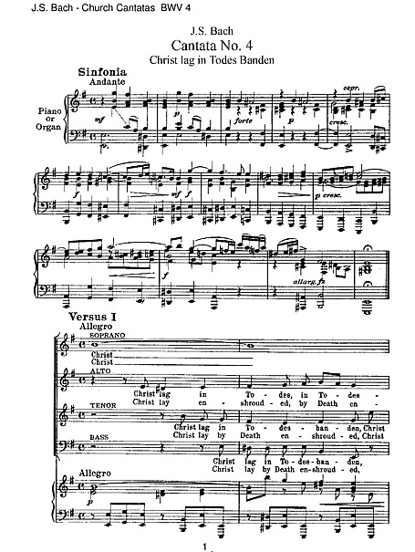 カンタータ第4号 （Cantata No. 4） Vocal score - 声楽、鍵盤、ピアノ