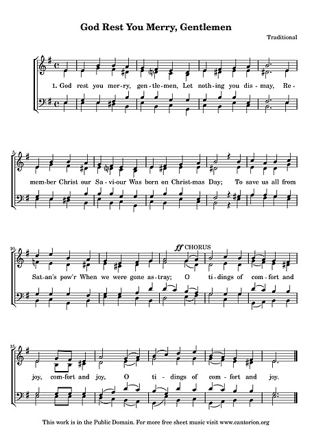 God Rest You Merry, Gentlemen Voice, SATB - Sheet music - Cantorion - Free  sheet music, free scores