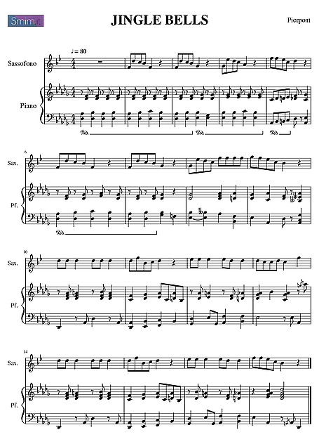 Jingle Bells Alto Sax - Sheet music - Cantorion - Free sheet music, free  scores