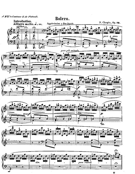 cambiar eje casamentero Bolero in C major/A major Piano - Partituras - Cantorion, partituras y  páginas musicales gratis