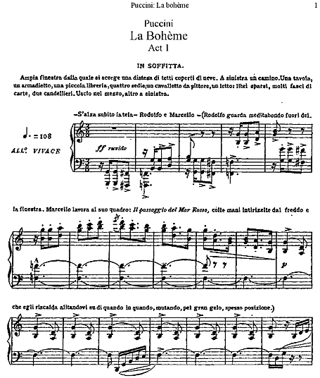 La bohème Vocal score (Italian) - Voice, Piano - Sheet music - Cantorion -  Free sheet music, free scores