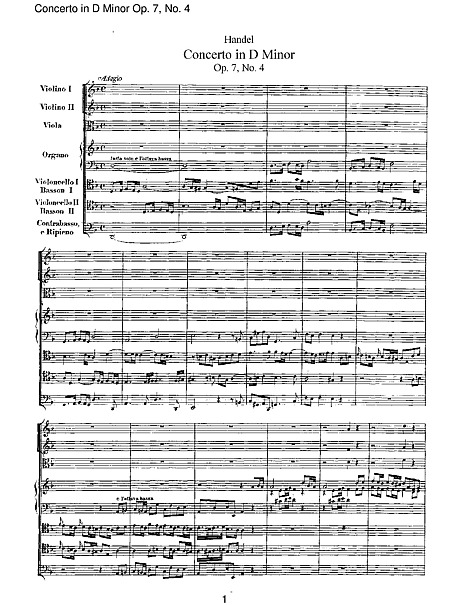 Organ Concerto in D minor Op.7/4 Full Score - - 楽譜 - カントリー