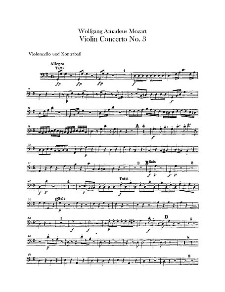 ヴァイオリン協奏曲第3番 （Violin Concerto No. 3） チェロ、コントラ