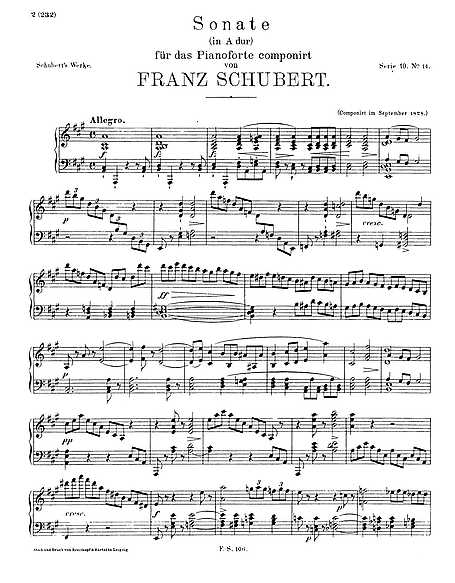 éxtasis dividir Extranjero Piano Sonata - D. 959 - Franz Peter Schubert - Partituras - Cantorion,  partituras y páginas musicales gratis